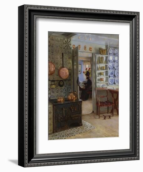 A Woman Reading in an Interior-Adolf Heinrich Hansen-Framed Giclee Print