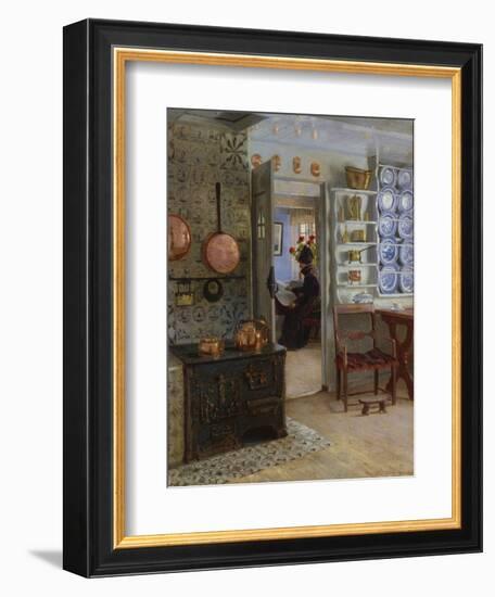 A Woman Reading in an Interior-Adolf Heinrich Hansen-Framed Giclee Print