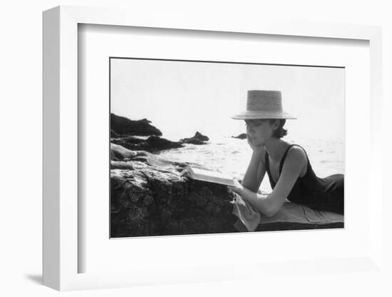 A Woman Reading on a Cliff-Angelo Cozzi-Framed Photographic Print