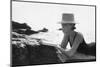 A Woman Reading on a Cliff-Angelo Cozzi-Mounted Photographic Print