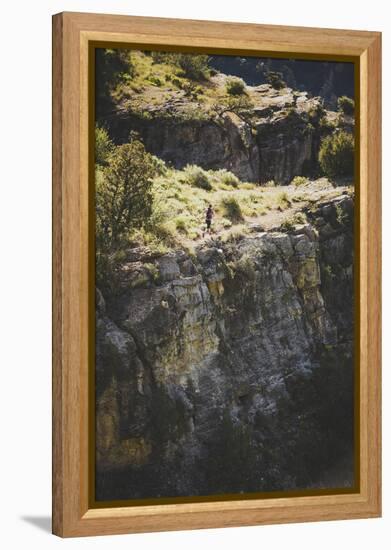 A Woman Running On The Wind Caves Trail, Logan Canyon, Utah-Louis Arevalo-Framed Premier Image Canvas