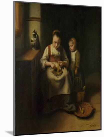 A Woman Scraping Parsnips, with a Child Standing by Her, 1655-Nicolaes Maes-Mounted Giclee Print