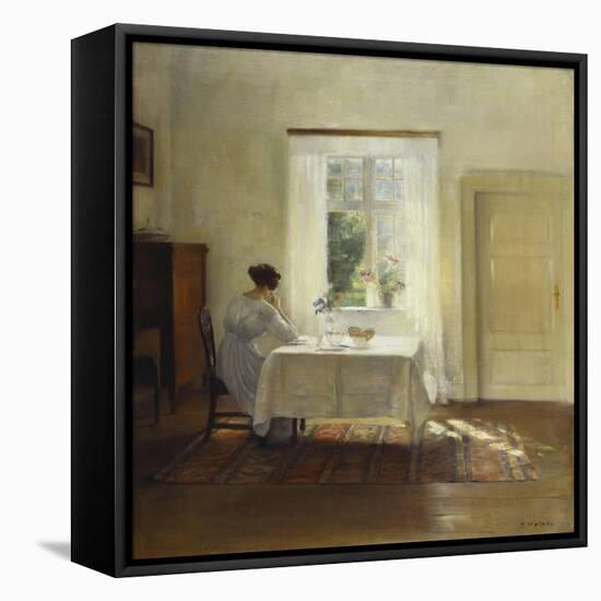 A Woman Seated at a Table by a Window-Carl Holsoe-Framed Premier Image Canvas