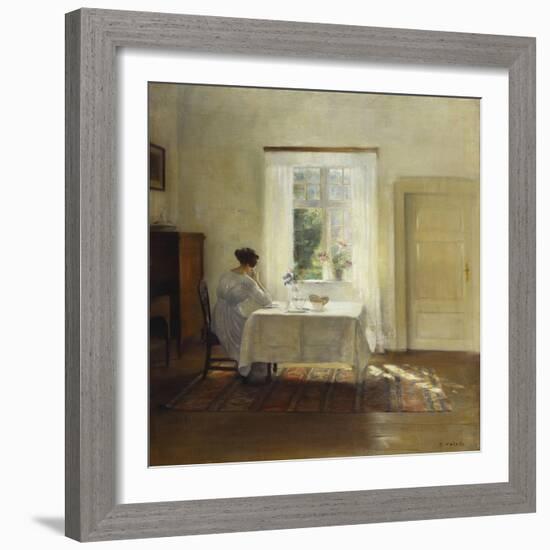 A Woman Seated at a Table by a Window-Carl Holsoe-Framed Giclee Print