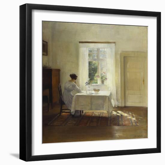 A Woman Seated at a Table by a Window-Carl Holsoe-Framed Giclee Print