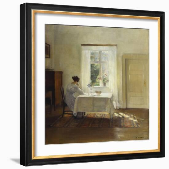 A Woman Seated at a Table by a Window-Carl Holsoe-Framed Giclee Print