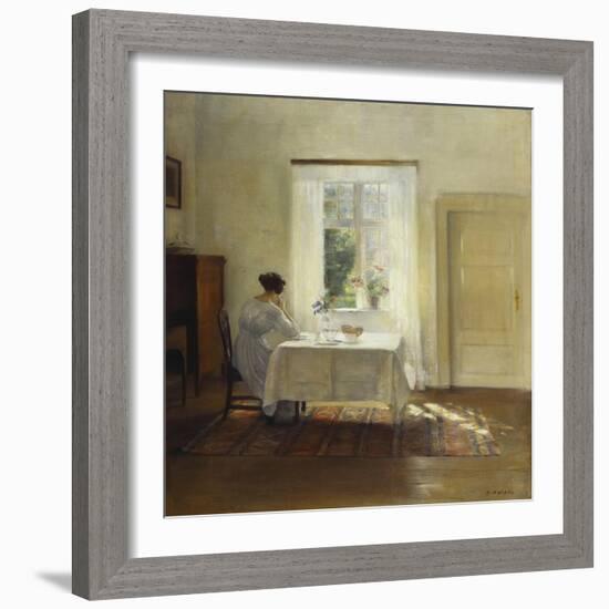 A Woman Seated at a Table by a Window-Carl Holsoe-Framed Giclee Print