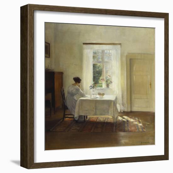 A Woman Seated at a Table by a Window-Carl Holsoe-Framed Giclee Print