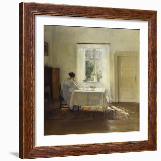 A Woman Seated at a Table by a Window-Carl Holsoe-Framed Giclee Print