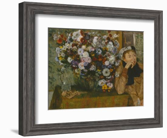 A Woman Seated beside a Vase of Flowers, 1865-Edgar Degas-Framed Giclee Print