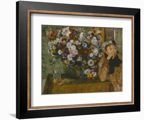 A Woman Seated beside a Vase of Flowers, 1865-Edgar Degas-Framed Giclee Print