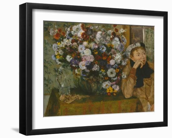 A Woman Seated beside a Vase of Flowers, 1865-Edgar Degas-Framed Giclee Print