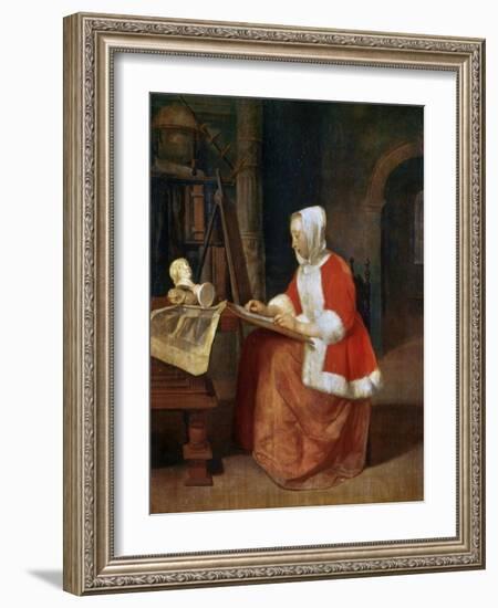 A Woman Seated Drawing, C1649-1667-Gabriel Metsu-Framed Giclee Print