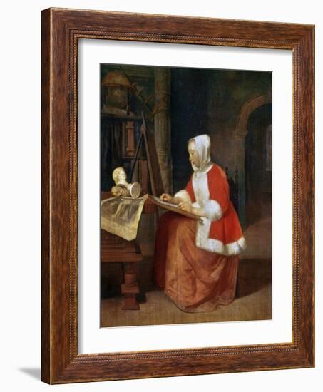 A Woman Seated Drawing, C1649-1667-Gabriel Metsu-Framed Giclee Print