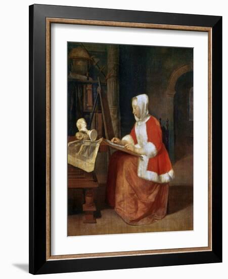 A Woman Seated Drawing, C1649-1667-Gabriel Metsu-Framed Giclee Print