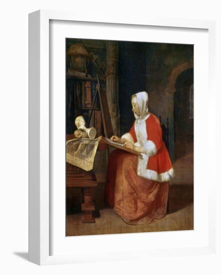 A Woman Seated Drawing, C1649-1667-Gabriel Metsu-Framed Giclee Print
