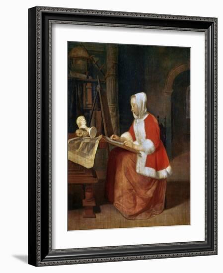 A Woman Seated Drawing, C1649-1667-Gabriel Metsu-Framed Giclee Print