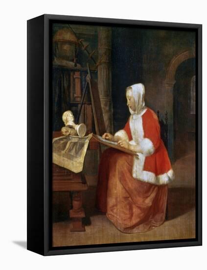 A Woman Seated Drawing, C1649-1667-Gabriel Metsu-Framed Premier Image Canvas