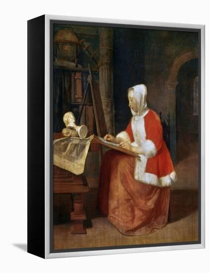 A Woman Seated Drawing, C1649-1667-Gabriel Metsu-Framed Premier Image Canvas