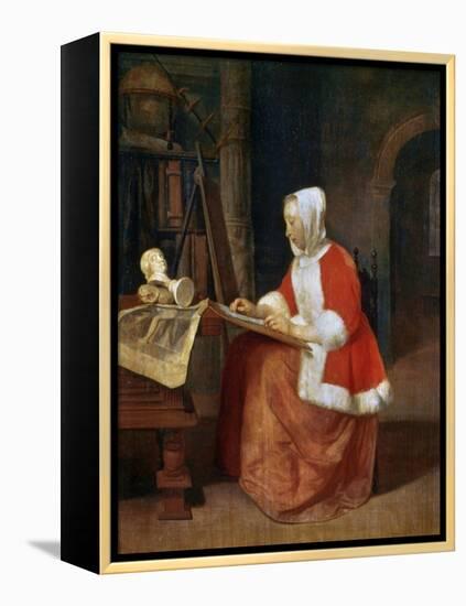 A Woman Seated Drawing, C1649-1667-Gabriel Metsu-Framed Premier Image Canvas