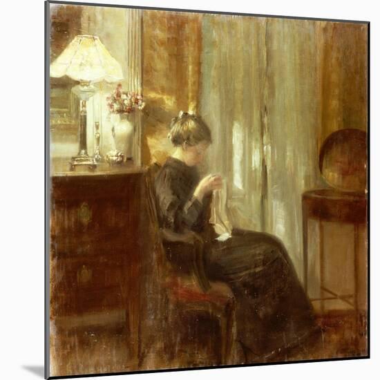 A Woman Sewing in an Interior-Carl Holsoe-Mounted Giclee Print