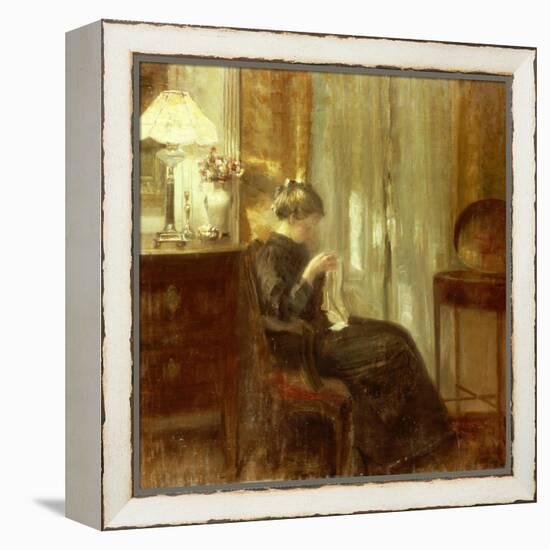 A Woman Sewing in an Interior-Carl Holsoe-Framed Premier Image Canvas