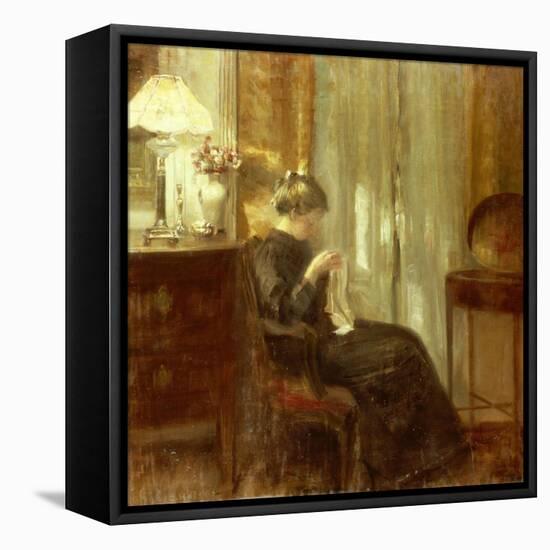 A Woman Sewing in an Interior-Carl Holsoe-Framed Premier Image Canvas