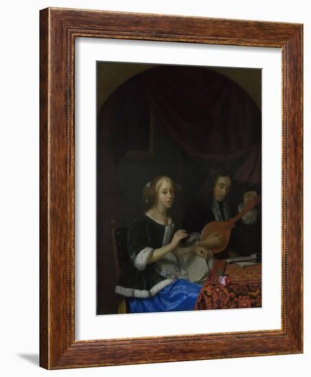 A Woman Singing and a Man with a Cittern, Ca. 1665-1667-Godfried Cornelisz Schalcken-Framed Giclee Print