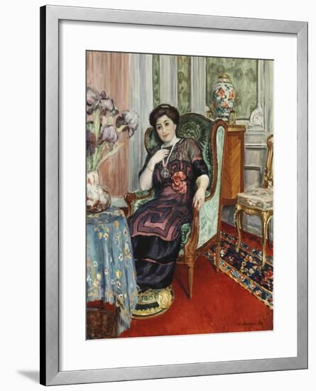 A Woman Sitting in a Chair; Femme Assis Dans Un Fauteuil, 1911-Henri Lebasque-Framed Giclee Print