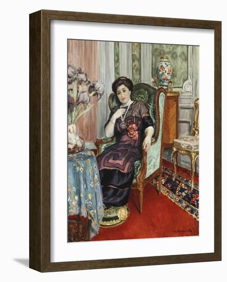 A Woman Sitting in a Chair; Femme Assis Dans Un Fauteuil, 1911-Henri Lebasque-Framed Giclee Print