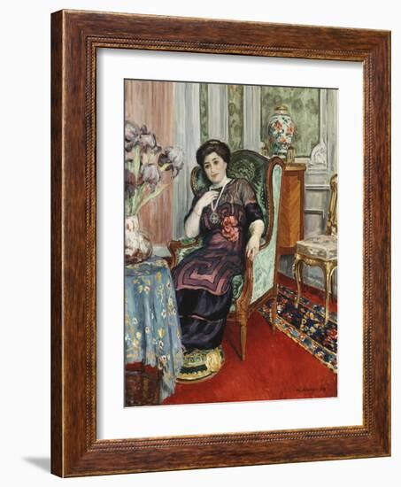 A Woman Sitting in a Chair; Femme Assis Dans Un Fauteuil, 1911-Henri Lebasque-Framed Giclee Print