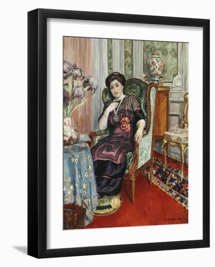 A Woman Sitting in a Chair; Femme Assis Dans Un Fauteuil, 1911-Henri Lebasque-Framed Giclee Print