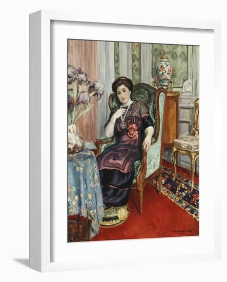 A Woman Sitting in a Chair; Femme Assis Dans Un Fauteuil, 1911-Henri Lebasque-Framed Giclee Print