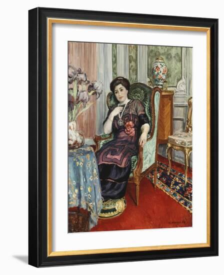 A Woman Sitting in a Chair; Femme Assis Dans Un Fauteuil, 1911-Henri Lebasque-Framed Giclee Print