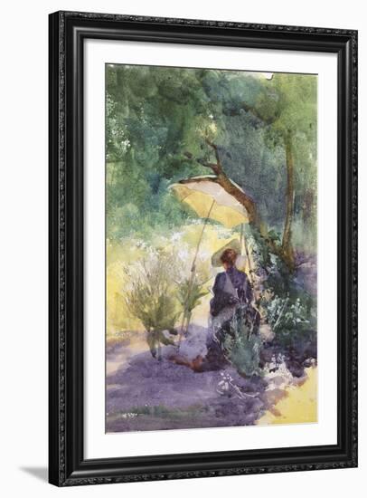 A Woman Sketching in a Glade-Mildred Anne Butler-Framed Giclee Print
