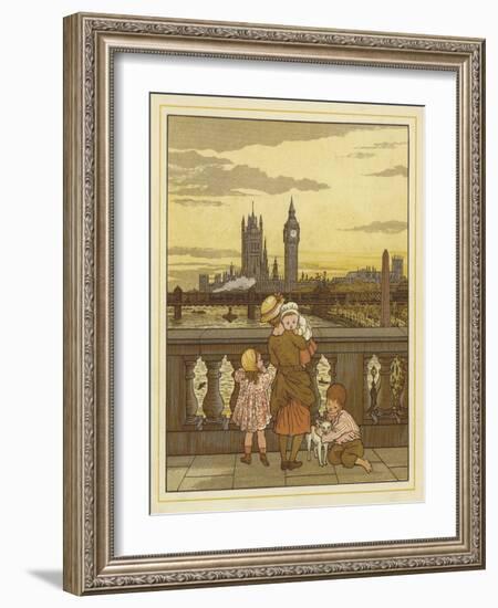 A Woman Stands Holding a Baby with Two Children and a Dog-Thomas Crane-Framed Giclee Print