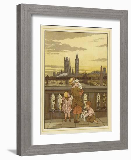 A Woman Stands Holding a Baby with Two Children and a Dog-Thomas Crane-Framed Giclee Print