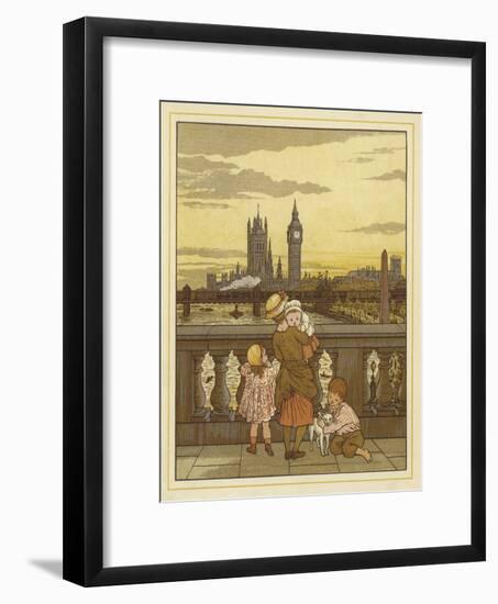 A Woman Stands Holding a Baby with Two Children and a Dog-Thomas Crane-Framed Giclee Print