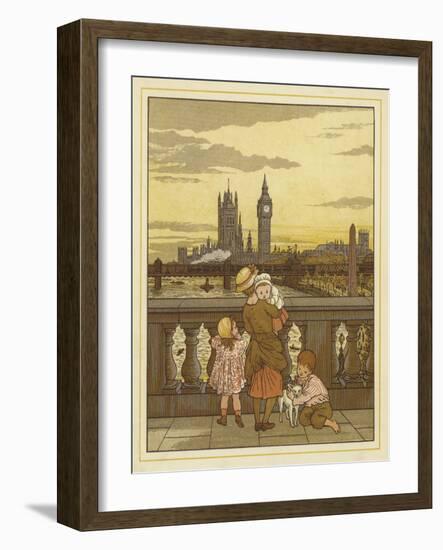 A Woman Stands Holding a Baby with Two Children and a Dog-Thomas Crane-Framed Giclee Print