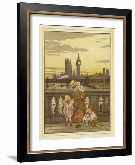 A Woman Stands Holding a Baby with Two Children and a Dog-Thomas Crane-Framed Giclee Print