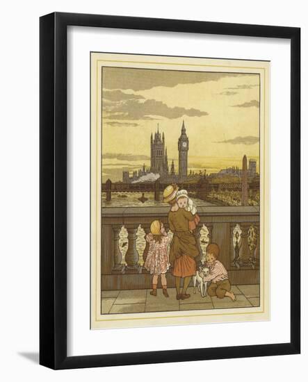 A Woman Stands Holding a Baby with Two Children and a Dog-Thomas Crane-Framed Giclee Print