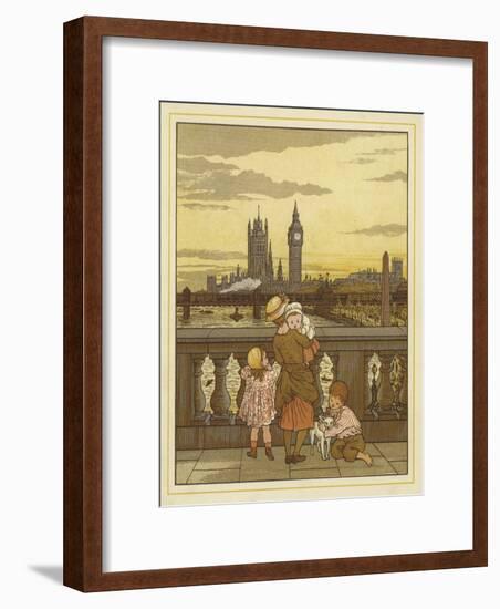 A Woman Stands Holding a Baby with Two Children and a Dog-Thomas Crane-Framed Giclee Print