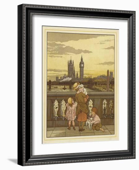 A Woman Stands Holding a Baby with Two Children and a Dog-Thomas Crane-Framed Giclee Print