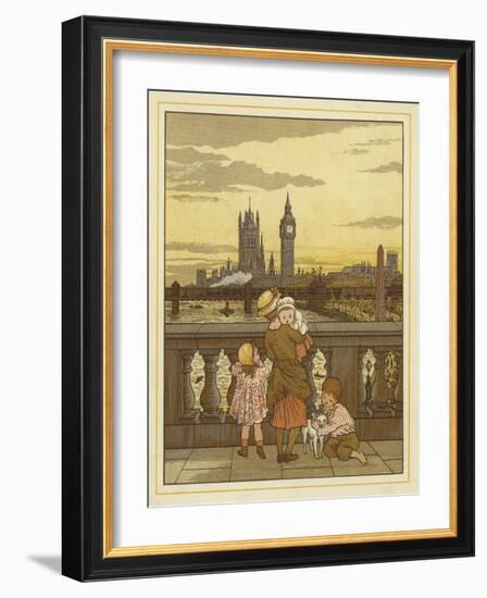 A Woman Stands Holding a Baby with Two Children and a Dog-Thomas Crane-Framed Giclee Print