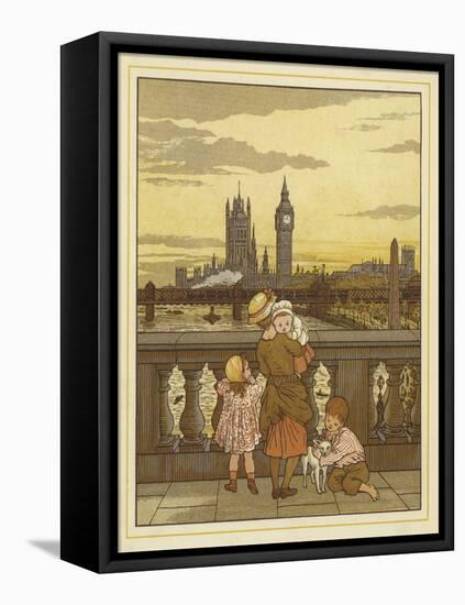 A Woman Stands Holding a Baby with Two Children and a Dog-Thomas Crane-Framed Premier Image Canvas