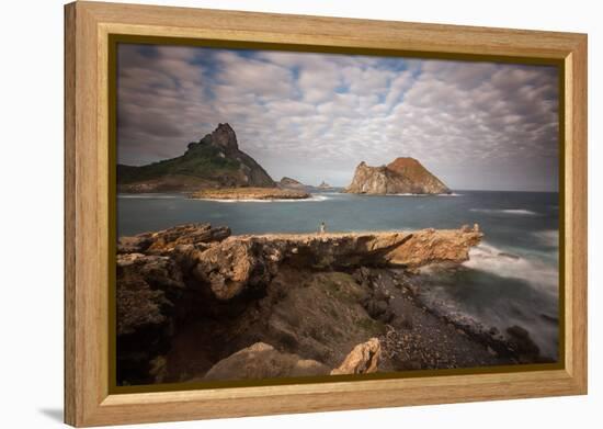 A Woman Stares Out at the Dramatic Landscape of Praia Do Sueste on Fernando De Noronha-Alex Saberi-Framed Premier Image Canvas