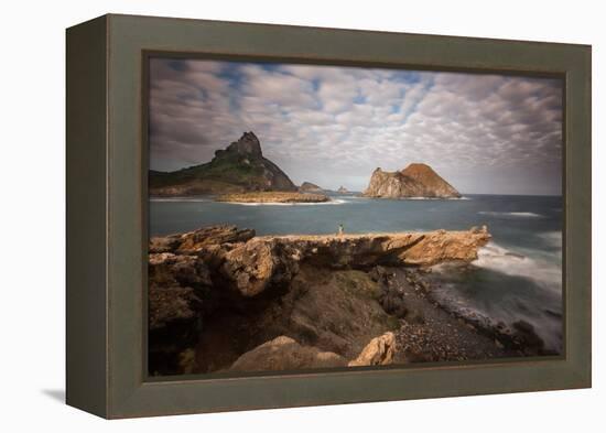 A Woman Stares Out at the Dramatic Landscape of Praia Do Sueste on Fernando De Noronha-Alex Saberi-Framed Premier Image Canvas