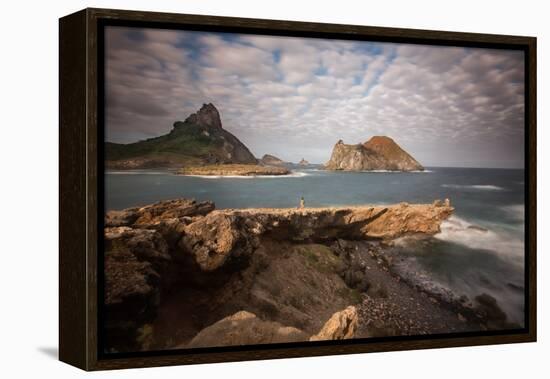 A Woman Stares Out at the Dramatic Landscape of Praia Do Sueste on Fernando De Noronha-Alex Saberi-Framed Premier Image Canvas