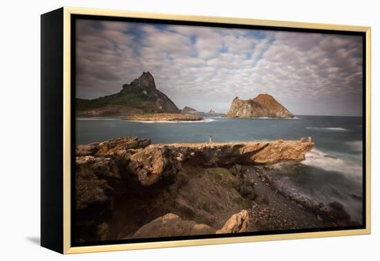 A Woman Stares Out at the Dramatic Landscape of Praia Do Sueste on Fernando De Noronha-Alex Saberi-Framed Premier Image Canvas