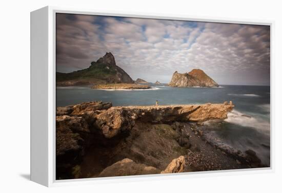 A Woman Stares Out at the Dramatic Landscape of Praia Do Sueste on Fernando De Noronha-Alex Saberi-Framed Premier Image Canvas